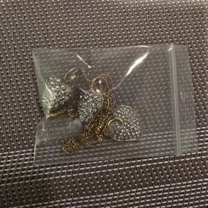 Gold and Silver Crysyal Heart Pendant Necklace And Earring Set